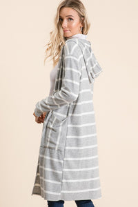 Stripe Hoodie Cardigan - Charcoal